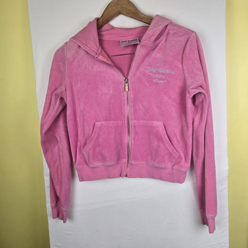 Juicy Couture and Forever 21 pink velour zip up hoodie Size S